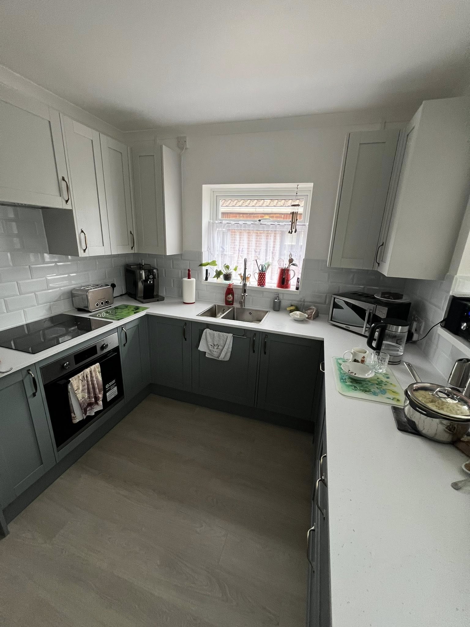 Kitchen with white cabinetry
